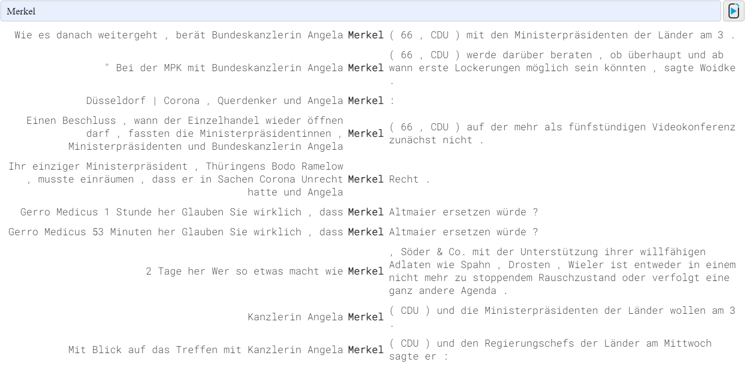 Grafik 7: KWIC-Belege zu Merkel