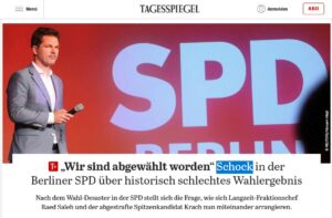 Screenshot: "Schock" bei SPD und Tagesspiegel